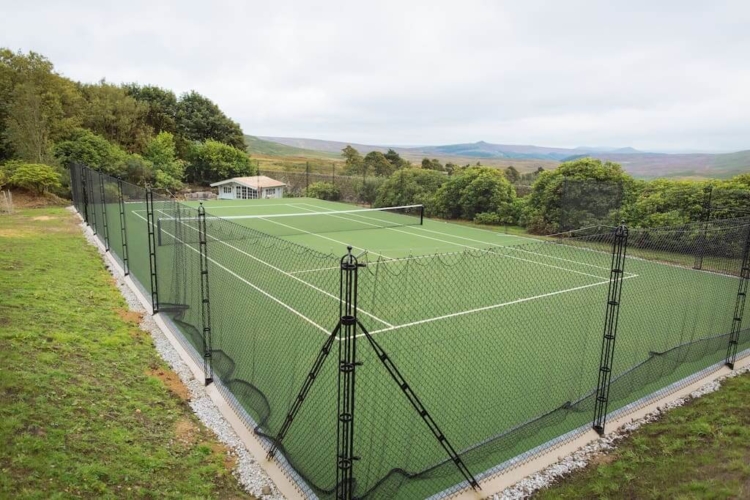 group accommodation with tennis court